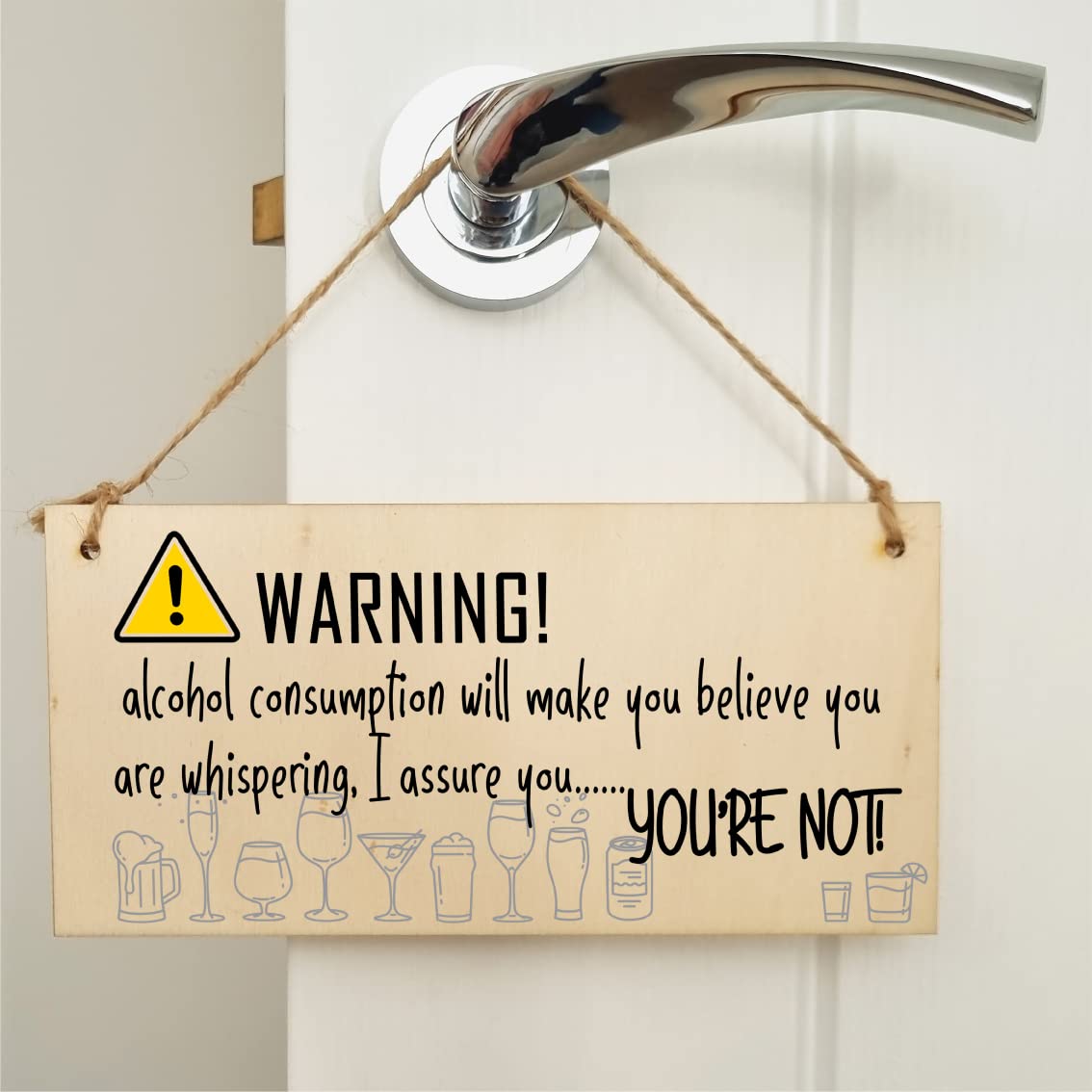 The Plum Penguin Handmade Wooden Hanging Wall Plaque Warning Alcohol Make You Think You Are Whispering Rude Funny Sign Home Bar