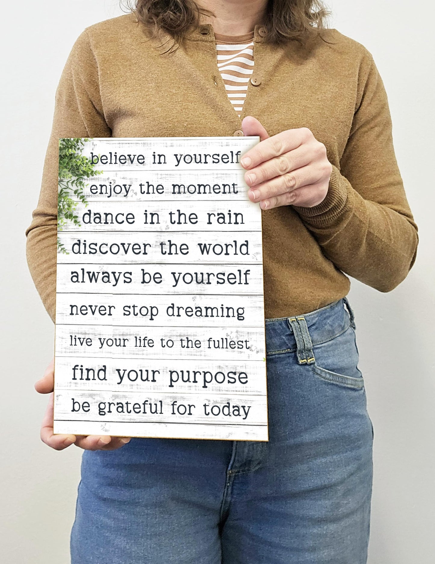 Motivational Wall Art Sign Plaque Inspire Every Day Vibrant Print Daily Affirmation A4 Wooden Home Décor Uplifting Decoration