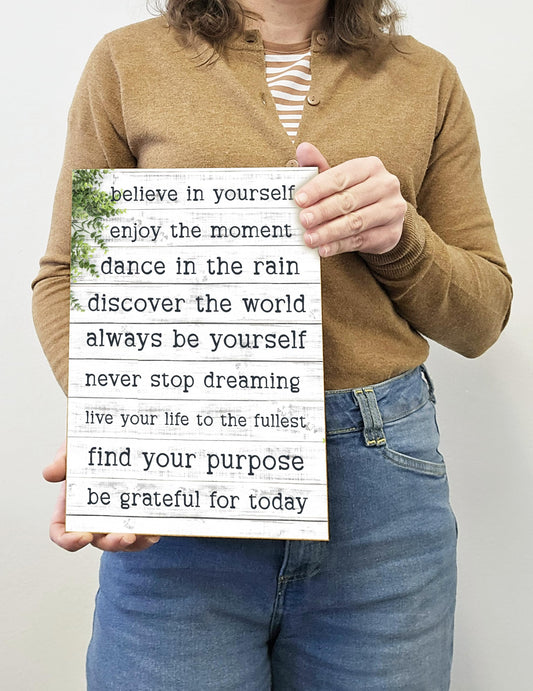 Motivational Wall Art Sign Plaque Inspire Every Day Vibrant Print Daily Affirmation A4 Wooden Home Décor Uplifting Decoration