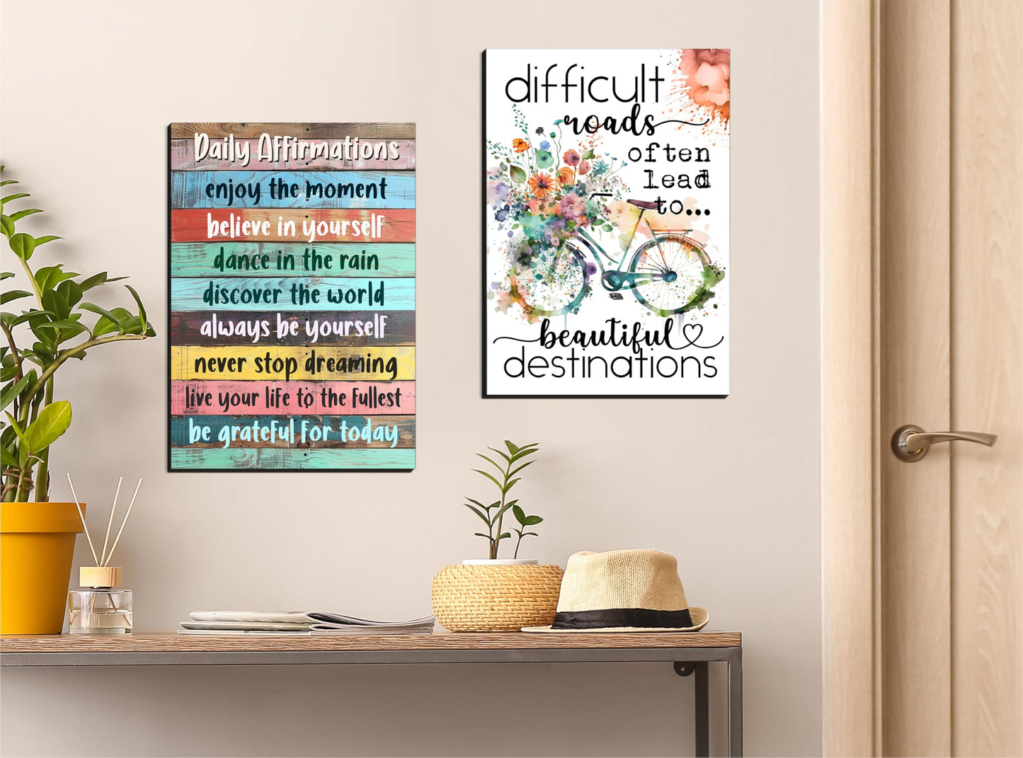 Motivational Wall Art Sign Plaque Inspire Every Day Vibrant Print Daily Affirmation A4 Wooden Home Décor Uplifting Decoration