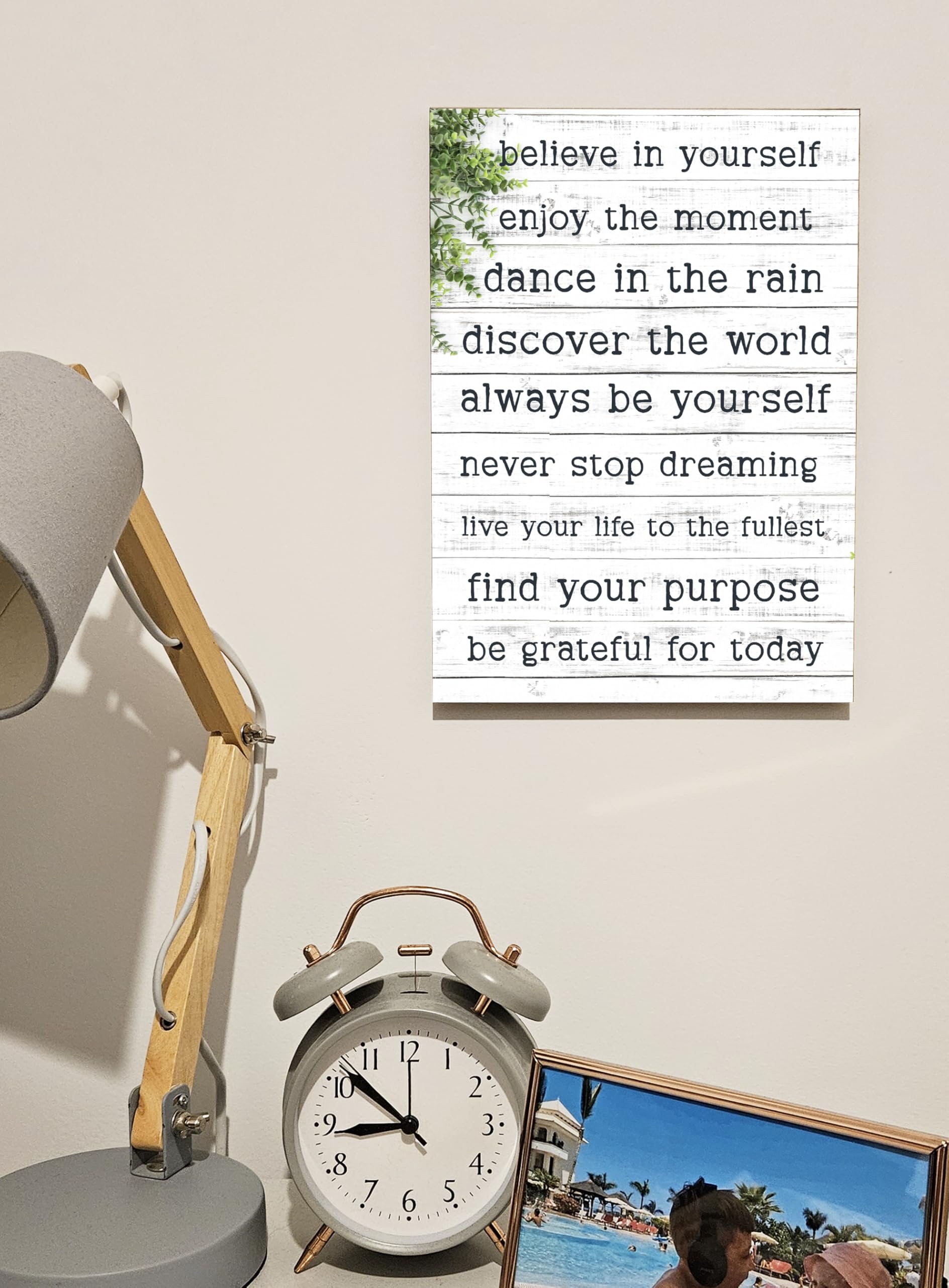 Motivational Wall Art Sign Plaque Inspire Every Day Vibrant Print Daily Affirmation A4 Wooden Home Décor Uplifting Decoration