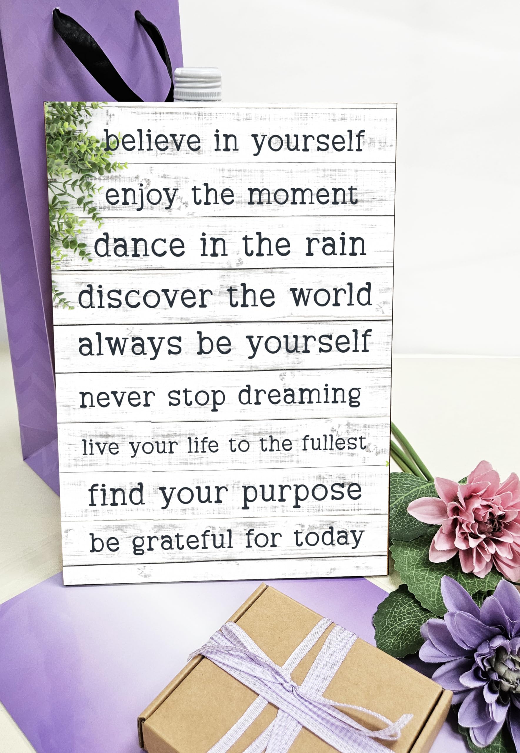 Motivational Wall Art Sign Plaque Inspire Every Day Vibrant Print Daily Affirmation A4 Wooden Home Décor Uplifting Decoration