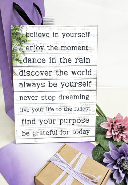 Motivational Wall Art Sign Plaque Inspire Every Day Vibrant Print Daily Affirmation A4 Wooden Home Décor Uplifting Decoration