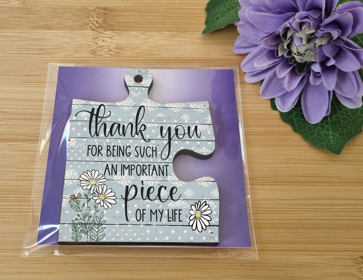 Thank You Important Piece of my Life Jigsaw Puzzle Shaped Rustic Decorative Hanging Plaque Sign Friendship Gift for Her