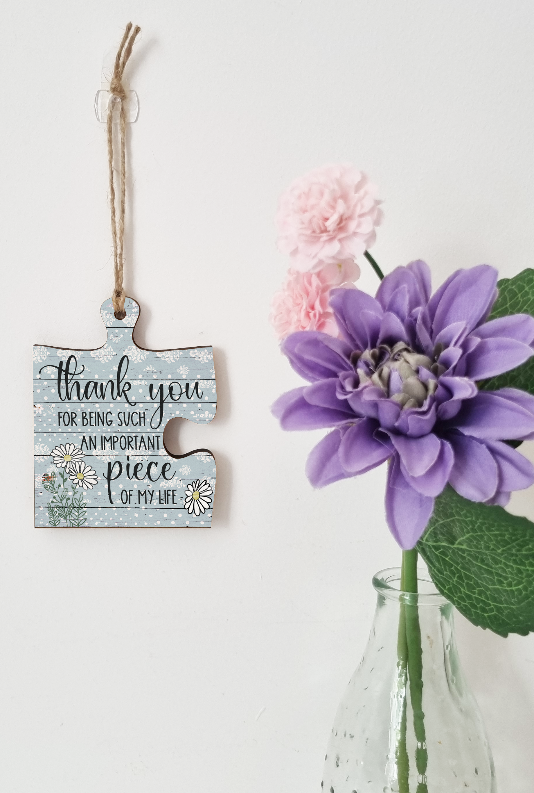 Thank You Important Piece of my Life Jigsaw Puzzle Shaped Rustic Decorative Hanging Plaque Sign Friendship Gift for Her