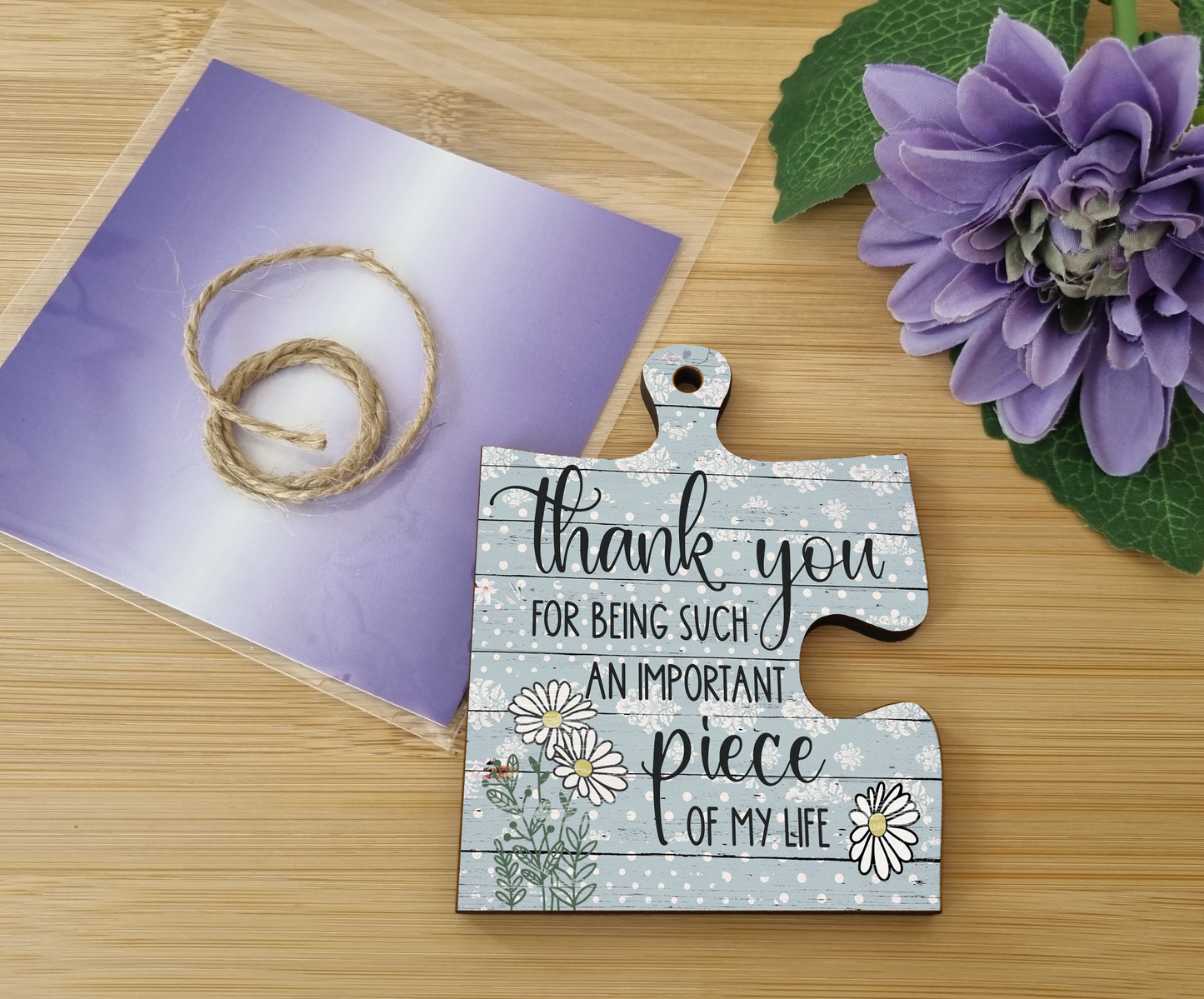 Thank You Important Piece of my Life Jigsaw Puzzle Shaped Rustic Decorative Hanging Plaque Sign Friendship Gift for Her