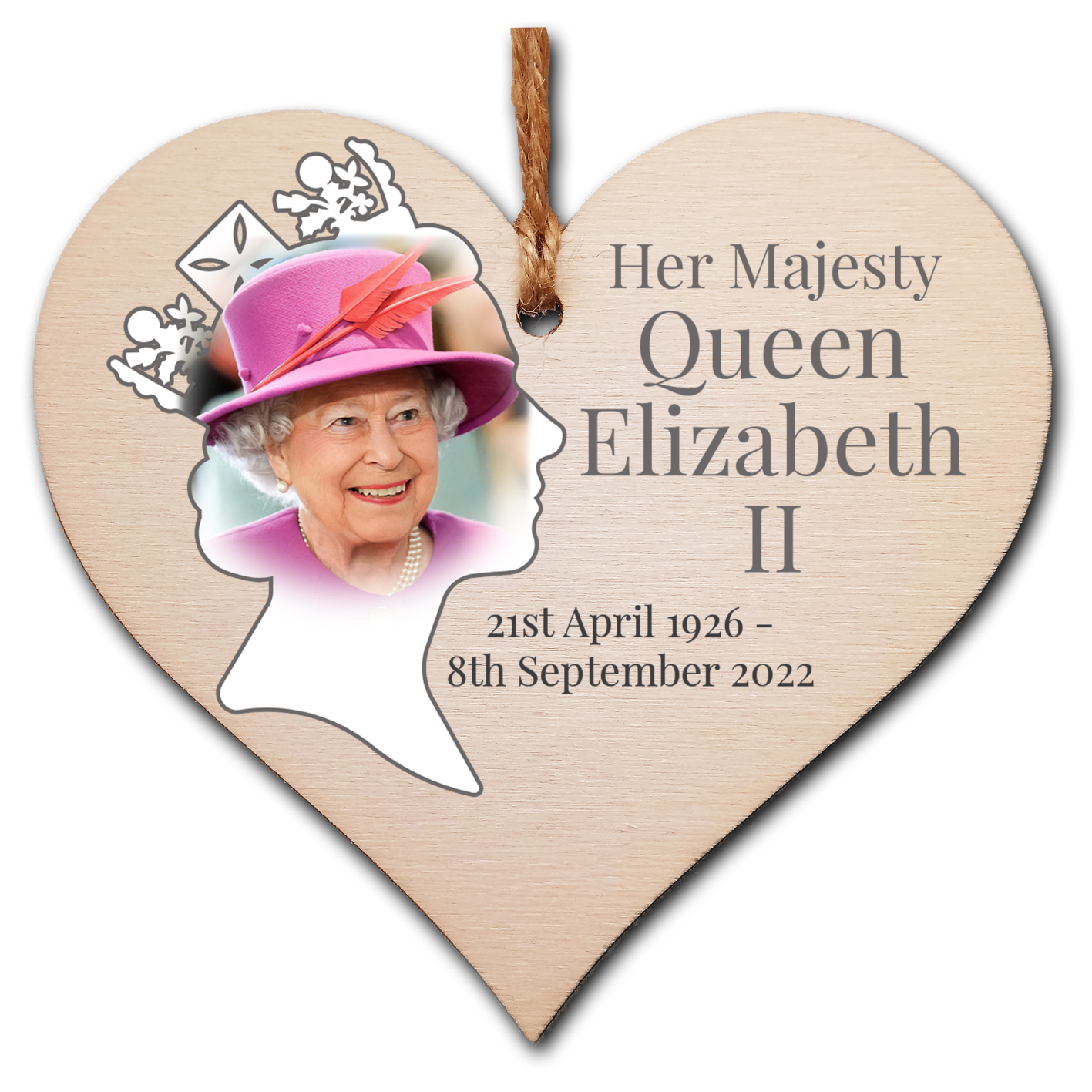 Queen Elizabeth II 1926-2022 Memorial Keepsake in Remembrance Her Majesty RIP Profile Handmade Wooden Hanging Wall Plaque