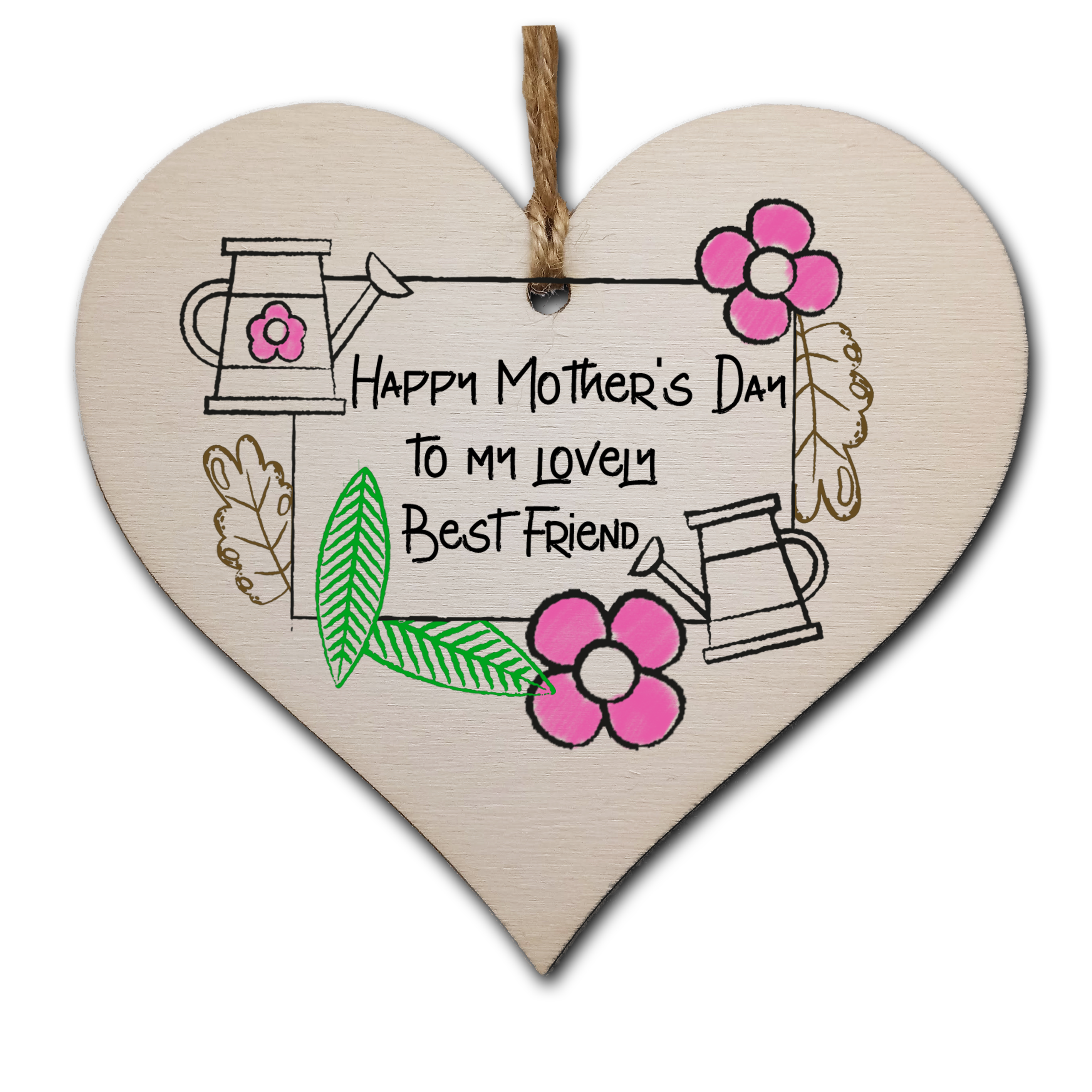Handmade Wooden Hanging Heart Plaque Mother's Day Gift perfect for lovely Best Friends special keepsake card alternative gardening flowers wall hanger for best friend
