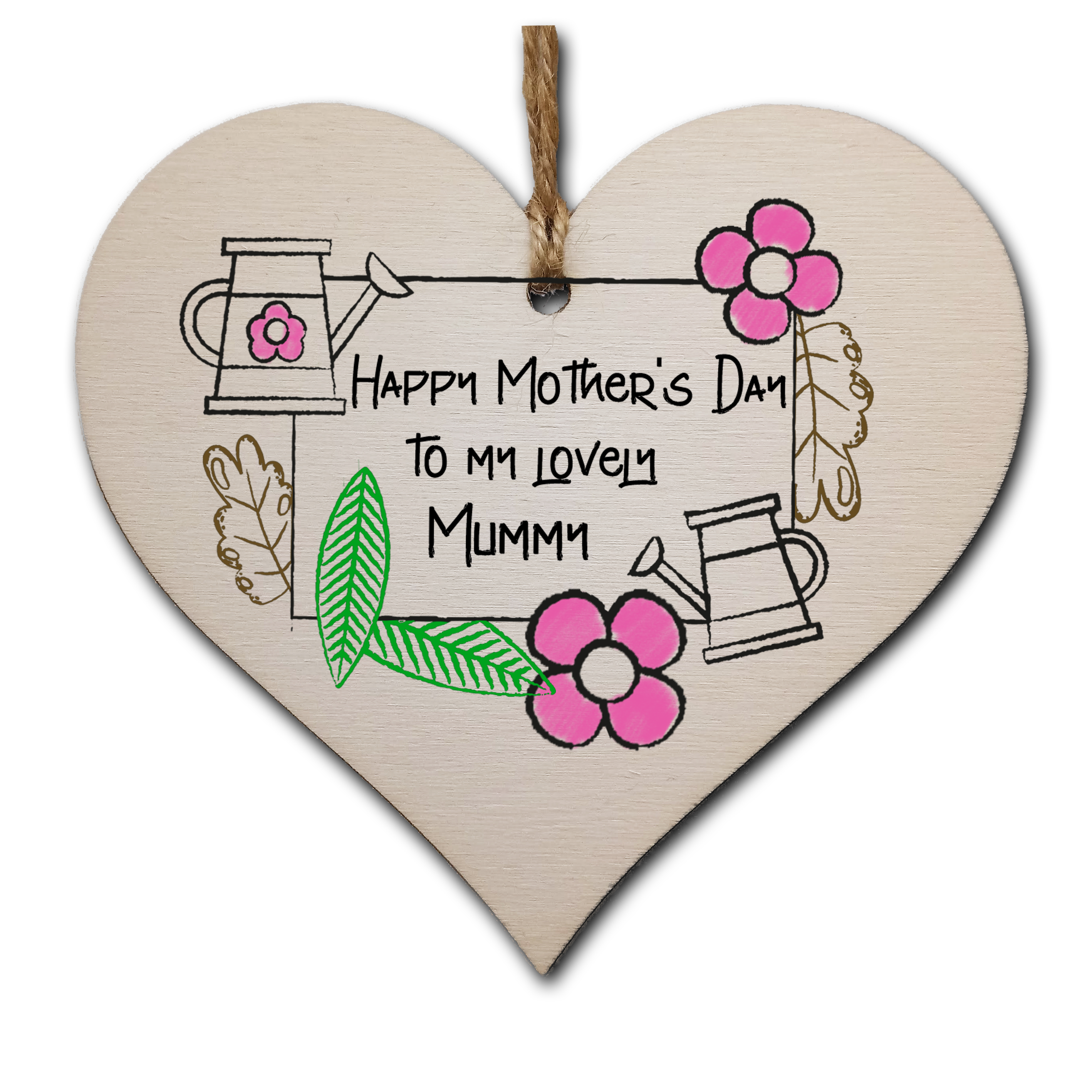 Handmade Wooden Hanging Heart Plaque Mother's Day Gift perfect for lovely Mummys special keepsake card alternative from children gardening flowers wall hanger for special parent