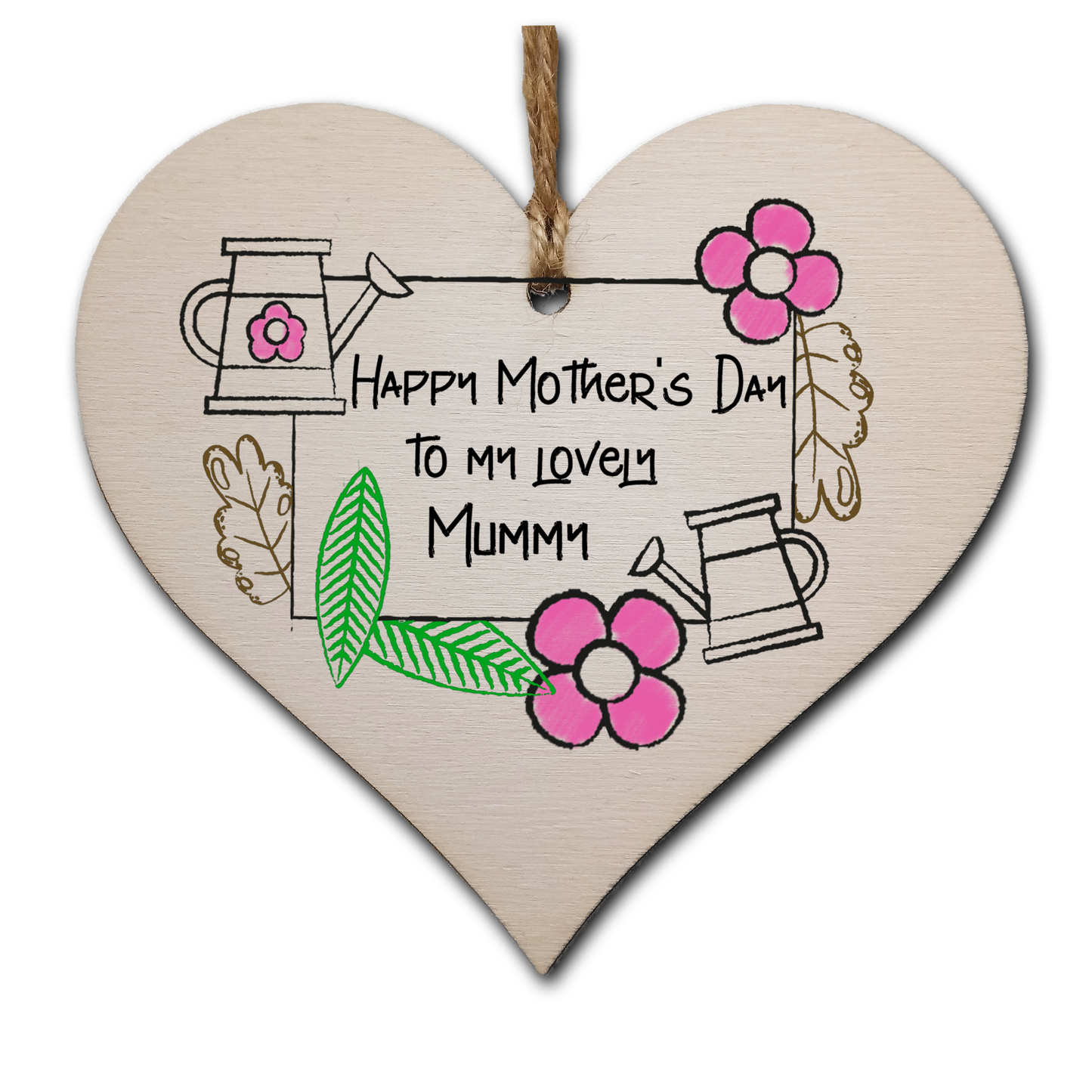 Handmade Wooden Hanging Heart Plaque Mother's Day Gift perfect for lovely Mummys special keepsake card alternative from children gardening flowers wall hanger for special parent