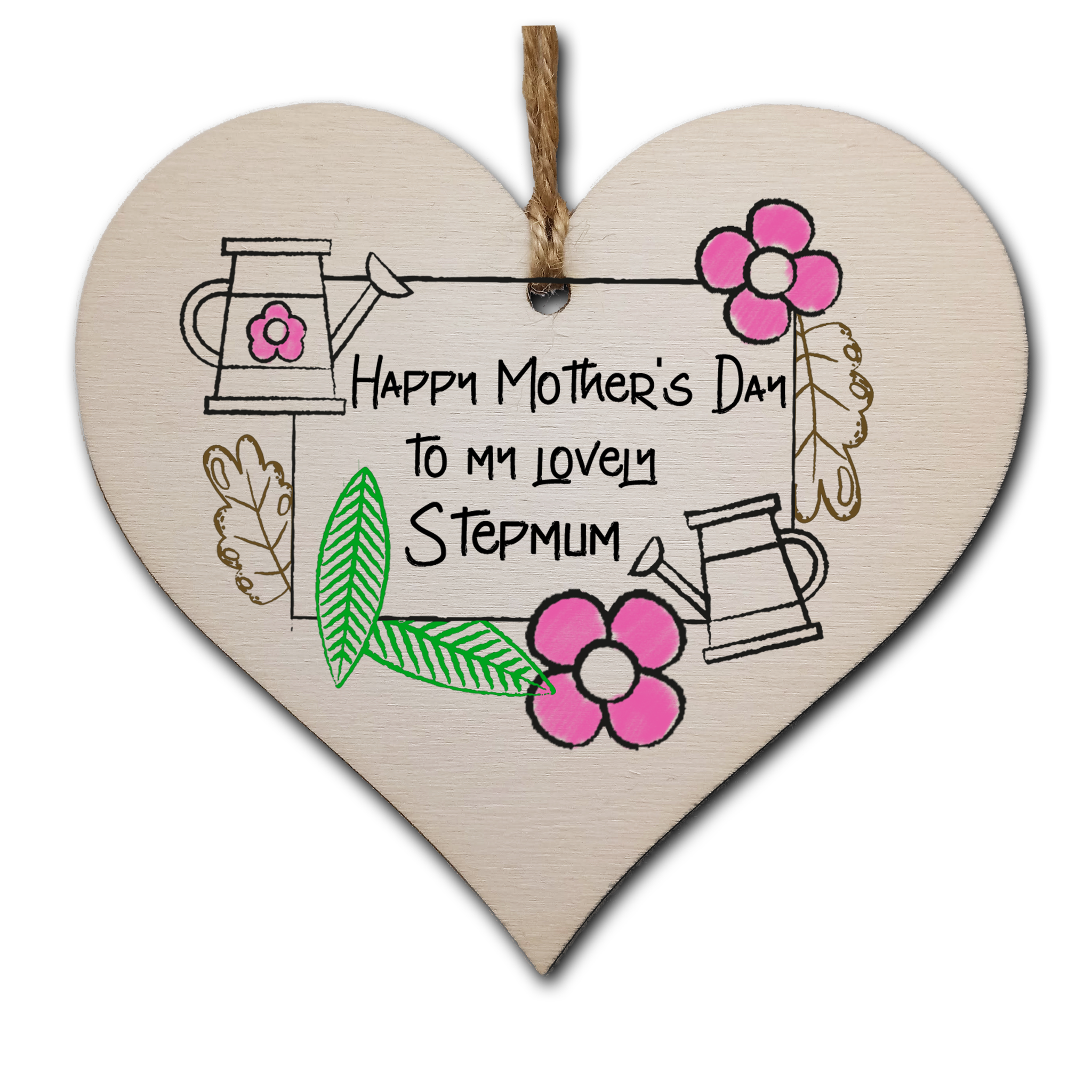 Handmade Wooden Hanging Heart Plaque Mother's Day Gift perfect for lovely Stepmums special keepsake card alternative from stepchildren gardening flowers wall hanger for special step parent