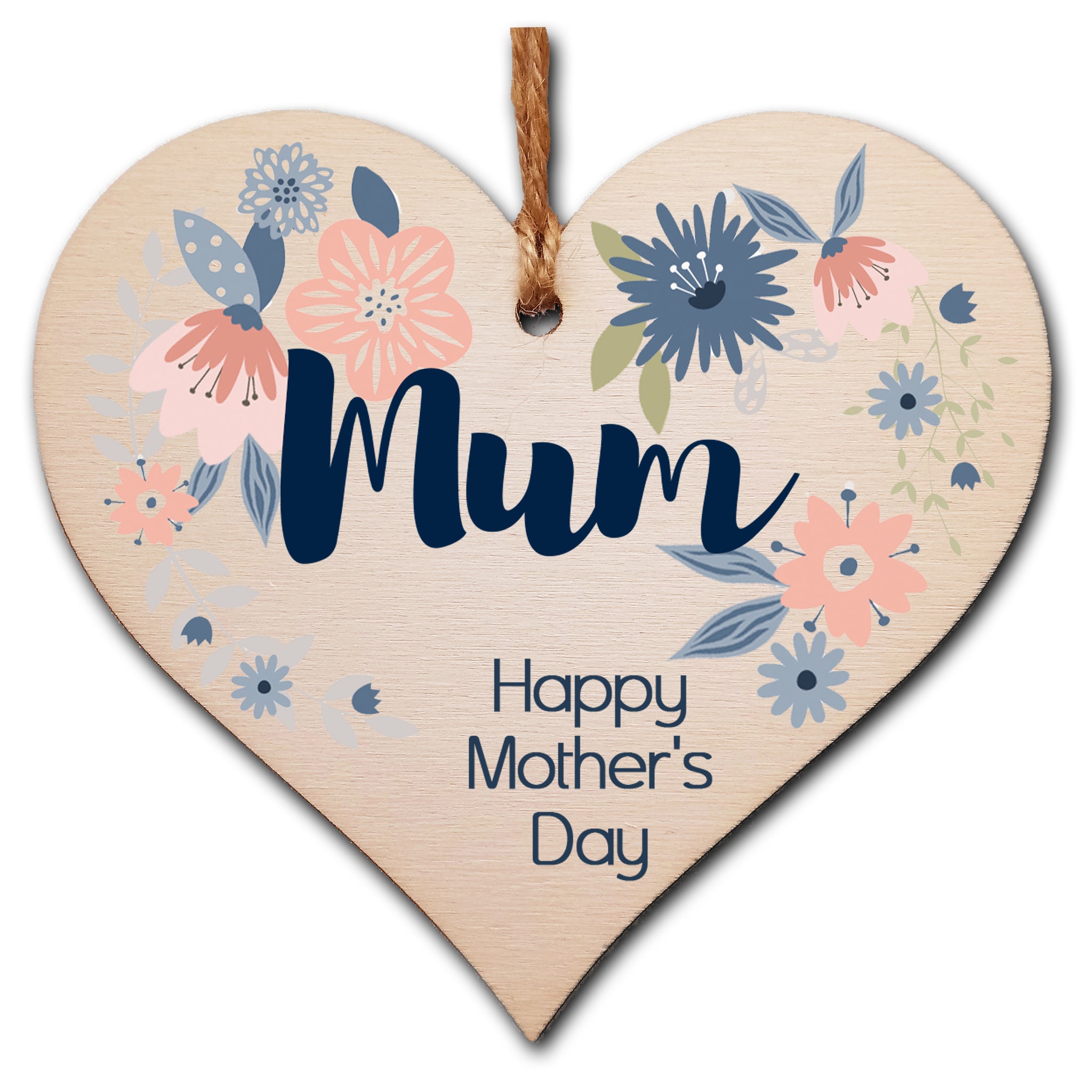 Handmade Wooden Hanging Heart Plaque Mother's Day Gift perfect for Mum stylish floral celebration card alternative from daughter son children beautiful thoughtful keepsake