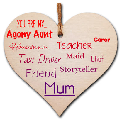 Handmade Wooden Hanging Heart Plaque Mother's Day Gift perfect for Mum fun inspirational keepsake Mum you are Friend Teacher Taxi Driver wall hanger card alternative from daughter son kids