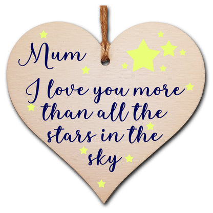 Handmade Wooden Hanging Heart Plaque for Mum loving thoughtful special keepsake