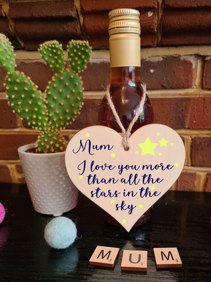 Handmade Wooden Hanging Heart Plaque for Mum loving thoughtful special keepsake