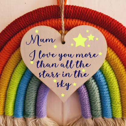 Handmade Wooden Hanging Heart Plaque for Mum loving thoughtful special keepsake