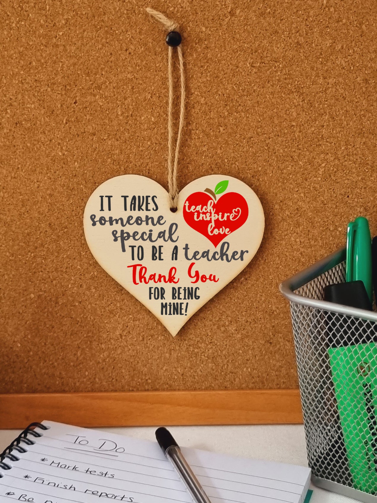 Someone Special to Be a Teacher Thank You Hanging Heart Wooden Decoration End of Term Gift Card Alternative