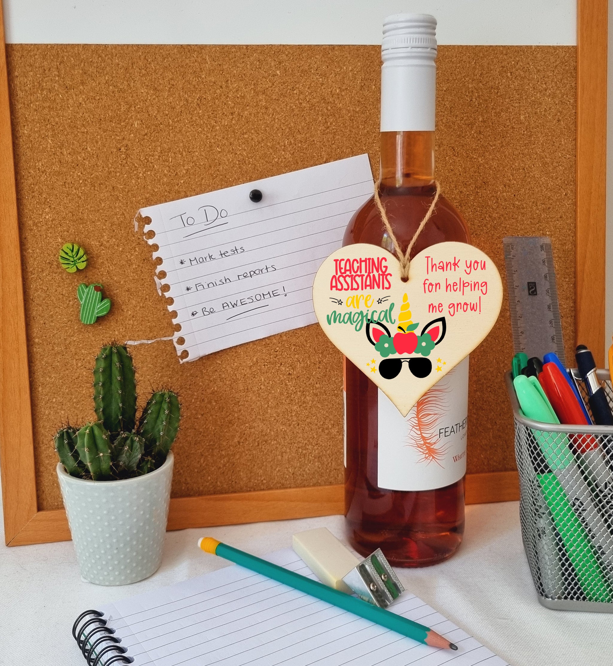 Teaching Assistants Are Magical Unicorn Thank You Hanging Heart Wooden Decoration End of Term Gift Card Alternative