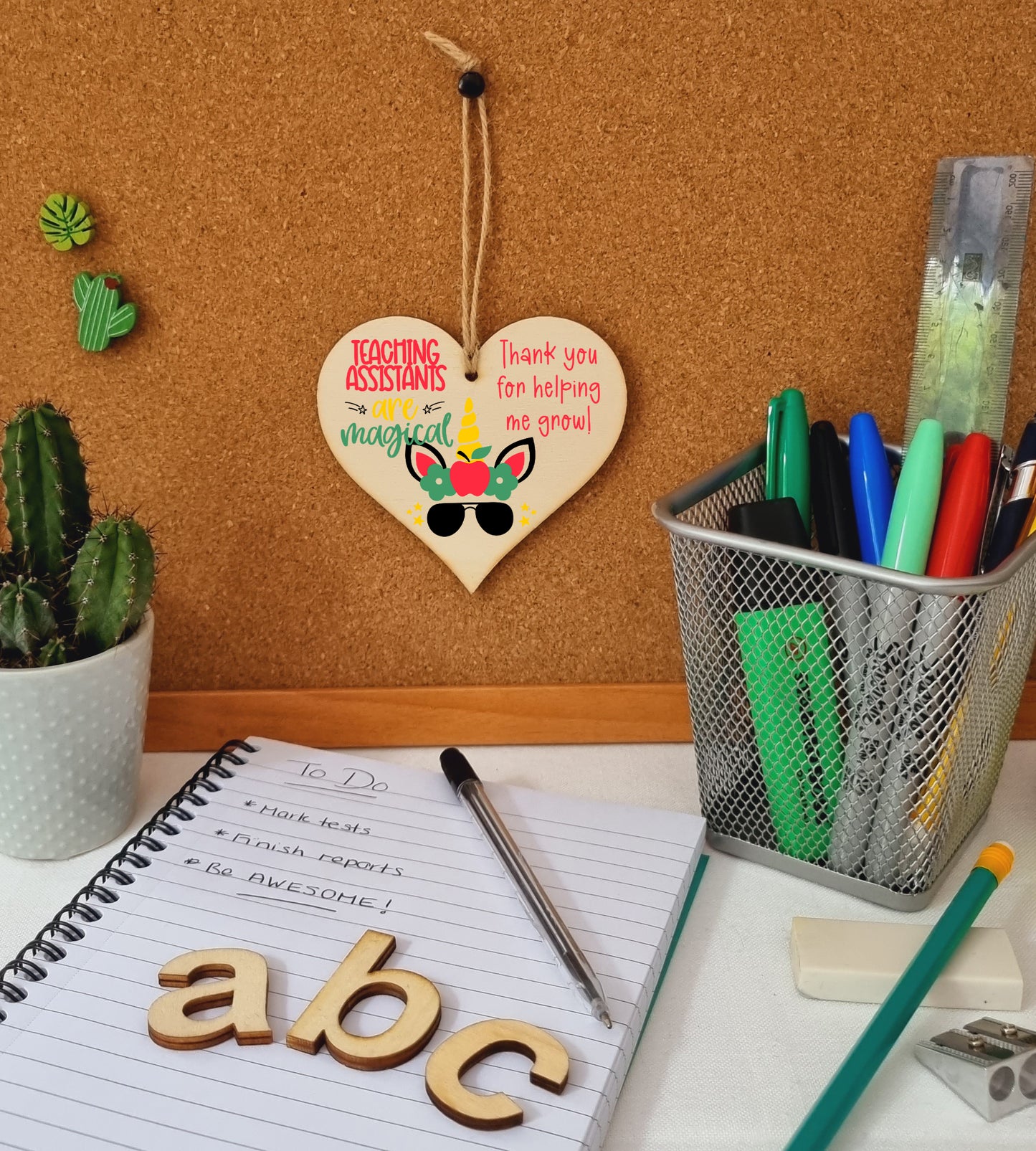 Teaching Assistants Are Magical Unicorn Thank You Hanging Heart Wooden Decoration End of Term Gift Card Alternative