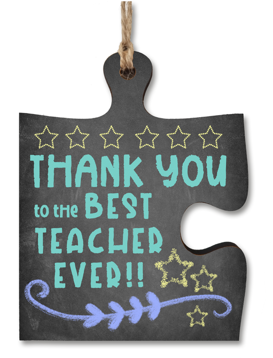 Thank You Best Teacher Jigsaw Puzzle Shaped Decorative Hanging Plaque Sign Card Alternative End of Term Gift Teaching Assistant