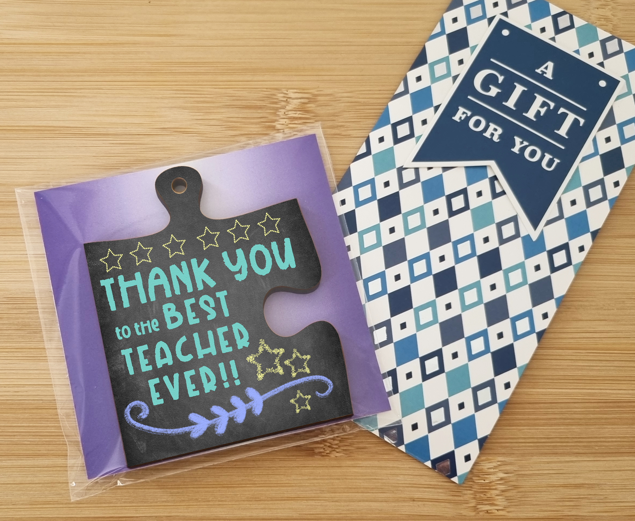 Thank You Best Teacher Jigsaw Puzzle Shaped Decorative Hanging Plaque Sign Card Alternative End of Term Gift Teaching Assistant
