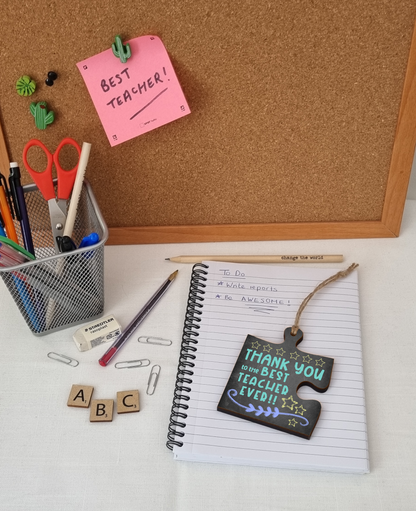 Thank You Best Teacher Jigsaw Puzzle Shaped Decorative Hanging Plaque Sign Card Alternative End of Term Gift Teaching Assistant