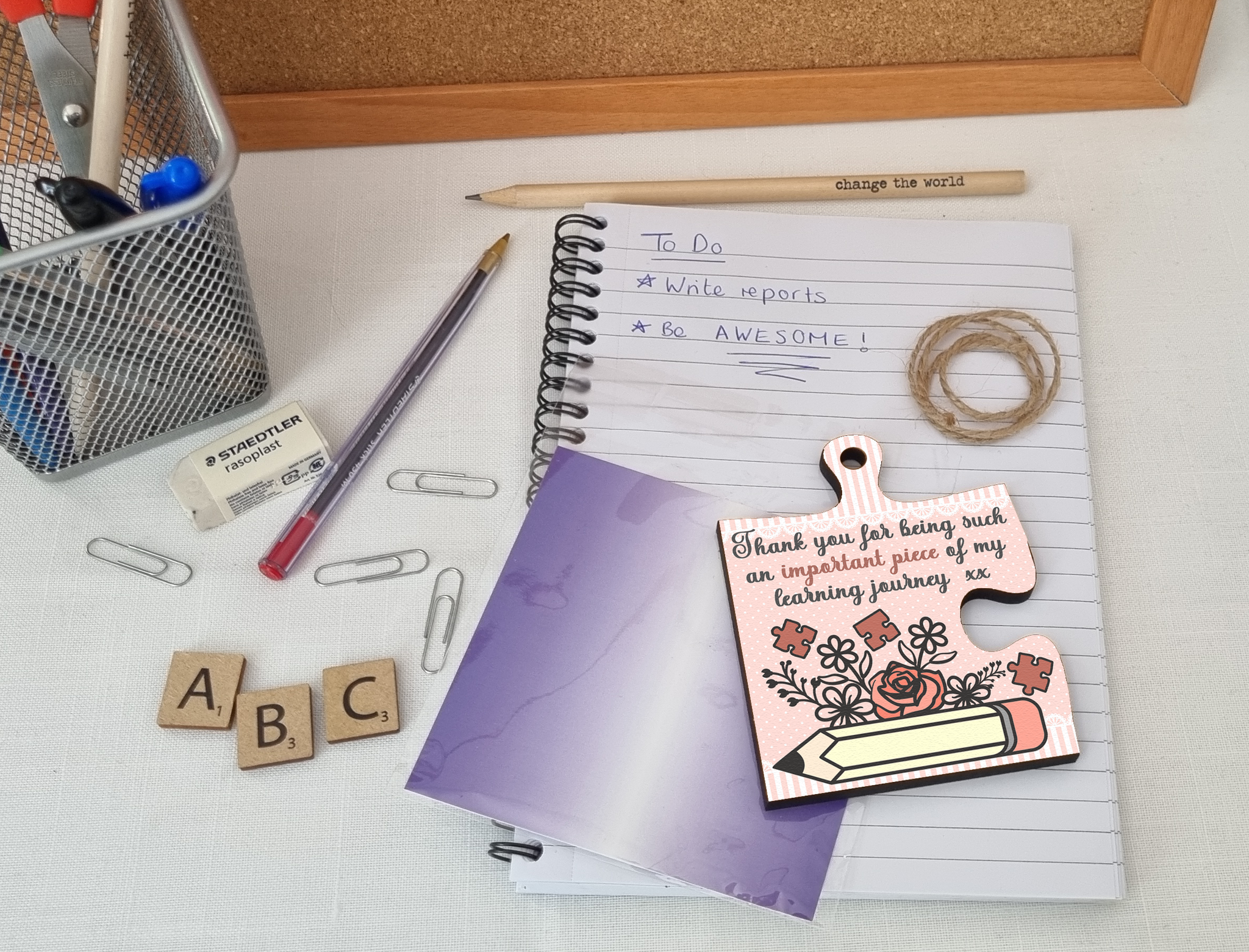 Thank You Important Piece Learning Journey Best Teacher Jigsaw Puzzle Shaped Decorative Hanging Plaque Sign End of Term Gift