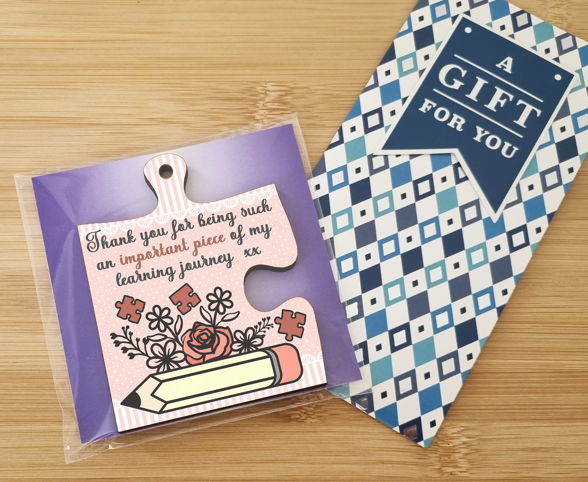 Thank You Important Piece Learning Journey Best Teacher Jigsaw Puzzle Shaped Decorative Hanging Plaque Sign End of Term Gift