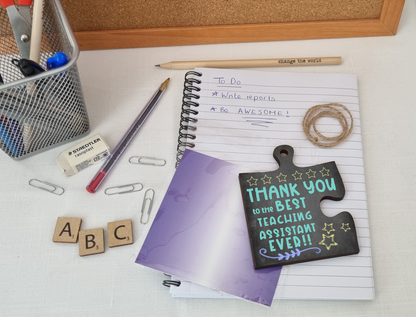 Thank You Best Teaching Assistant Jigsaw Puzzle Shaped Decorative Hanging Plaque Sign Card Alternative End of Term Gift