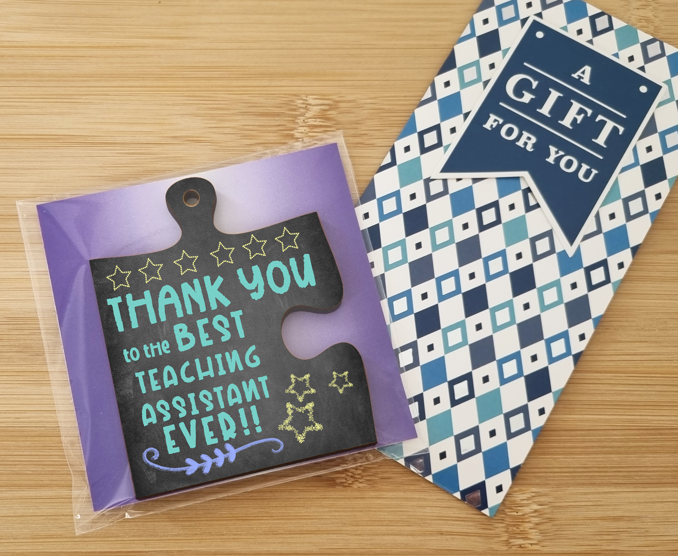 Thank You Best Teaching Assistant Jigsaw Puzzle Shaped Decorative Hanging Plaque Sign Card Alternative End of Term Gift