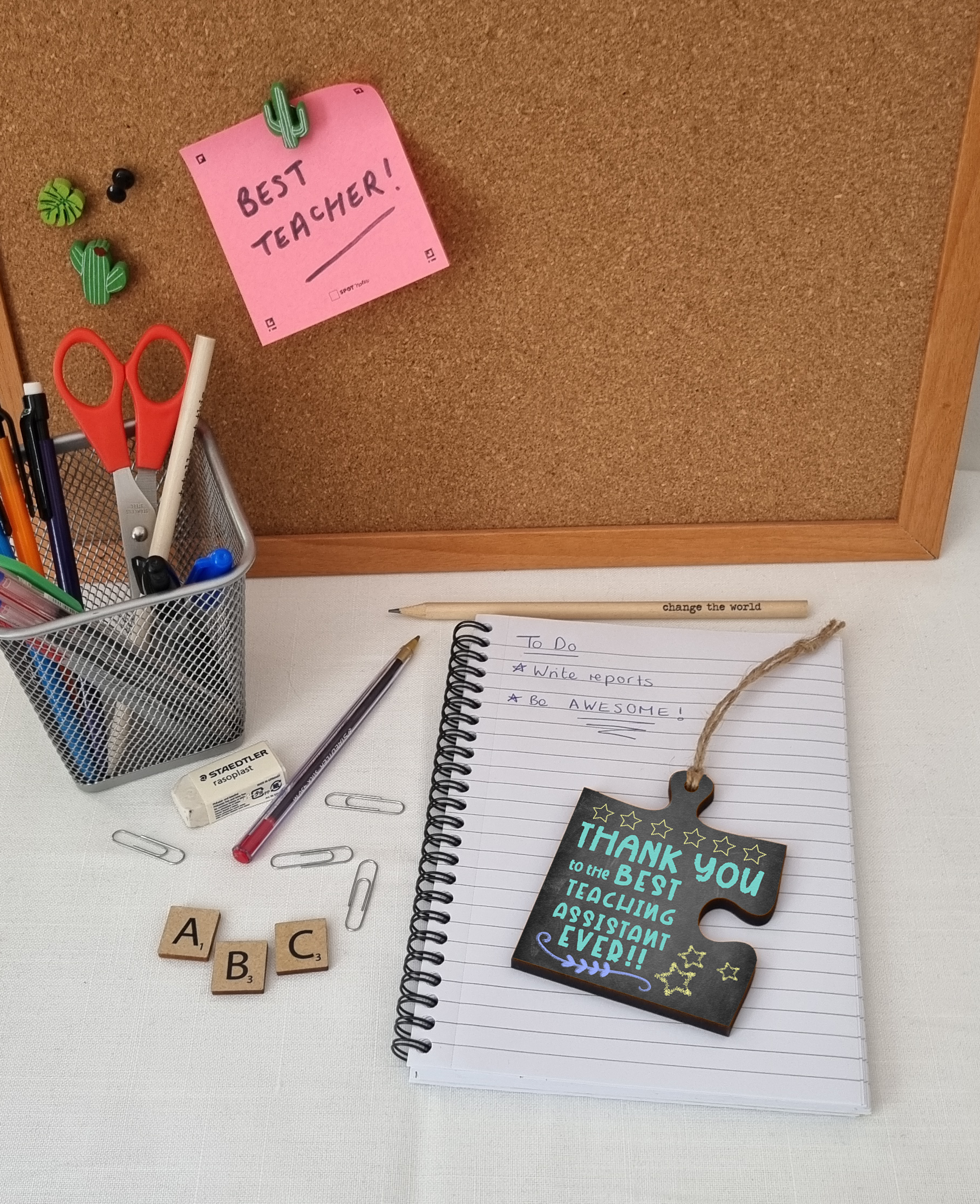 Thank You Best Teaching Assistant Jigsaw Puzzle Shaped Decorative Hanging Plaque Sign Card Alternative End of Term Gift