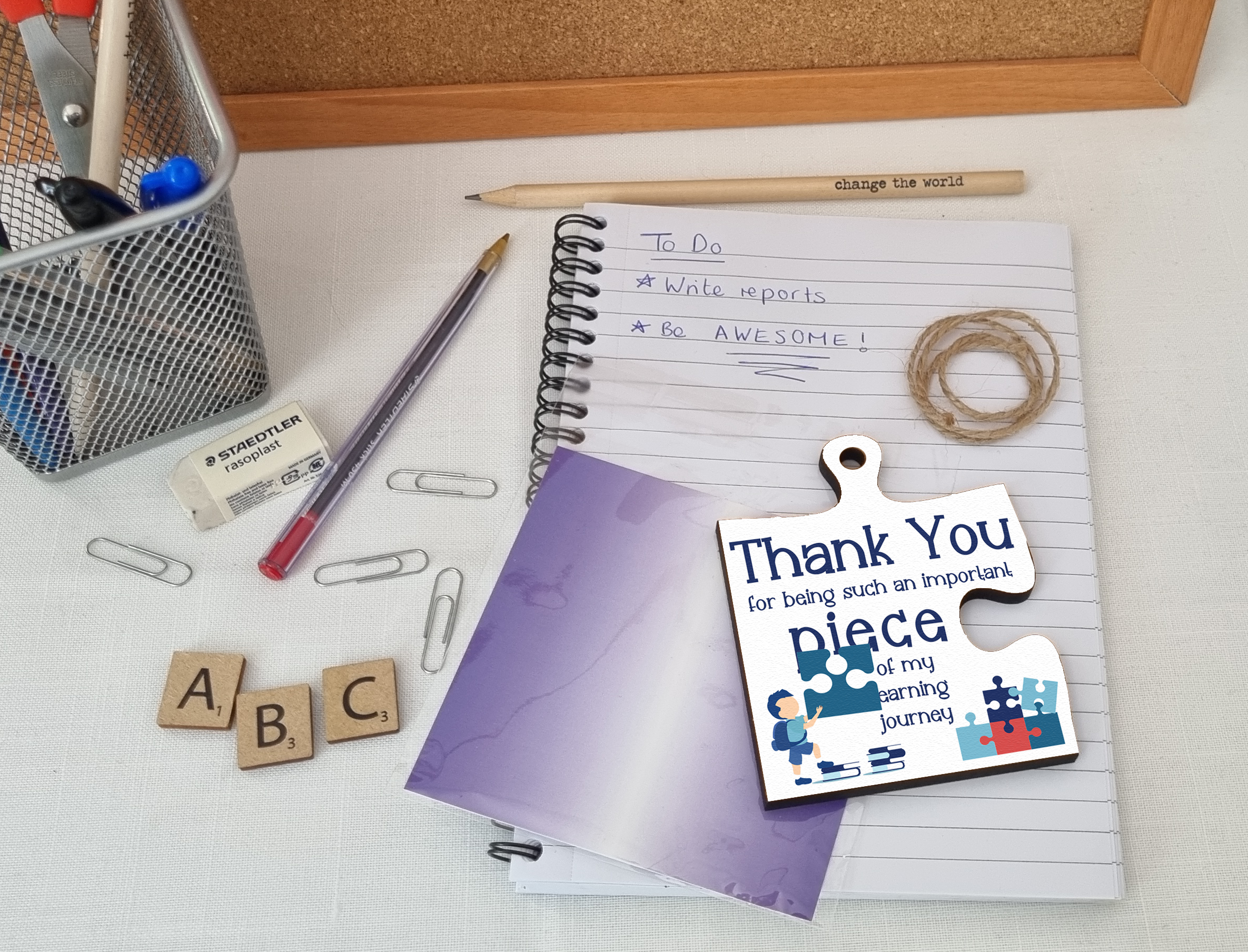 Thank You Important Piece Learning Journey Best Teacher Jigsaw Puzzle Shaped Decorative Hanging Plaque Sign End of Term Gift