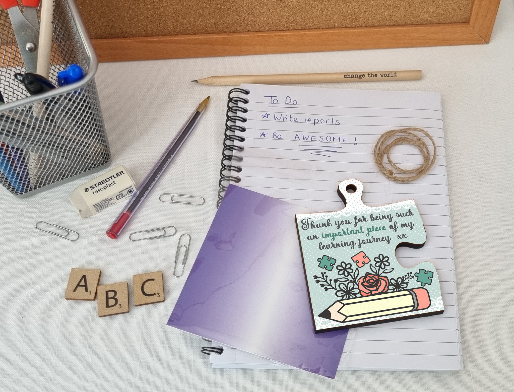 Thank You Important Piece Learning Journey Best Teacher Jigsaw Puzzle Shaped Decorative Hanging Plaque Sign End of Term Gift