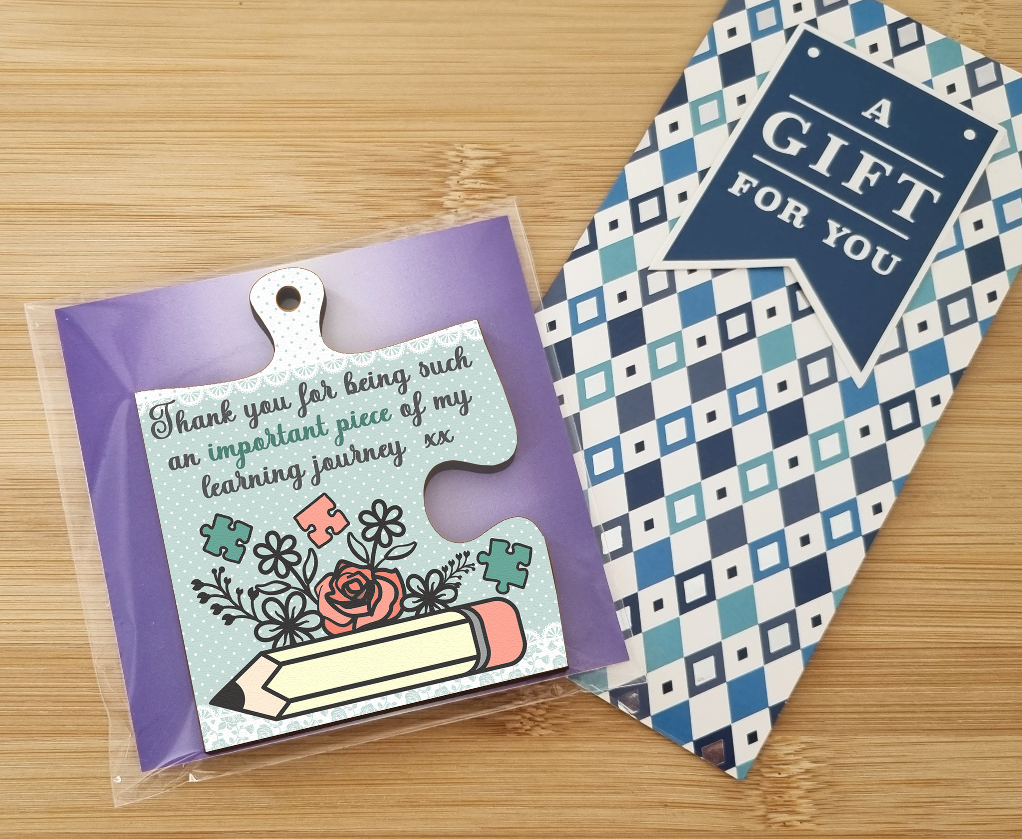 Thank You Important Piece Learning Journey Best Teacher Jigsaw Puzzle Shaped Decorative Hanging Plaque Sign End of Term Gift