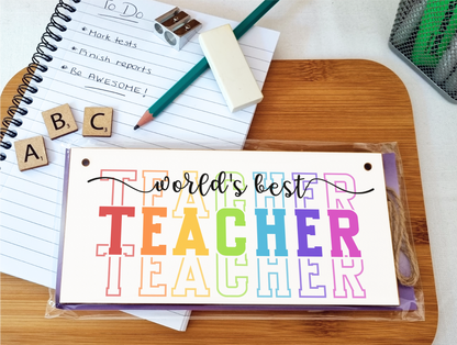 World's Best Teacher Colourful Handmade Wooden Hanging Plaque Gift Teacher Teaching Assistant End of Term