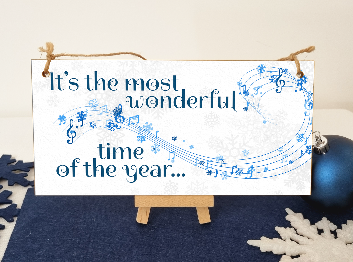 Most Wonderful Time of the Year Christmas Decorative Sign Carols Songs Musical Handmade Wooden Hanging Wall Plaque Gift