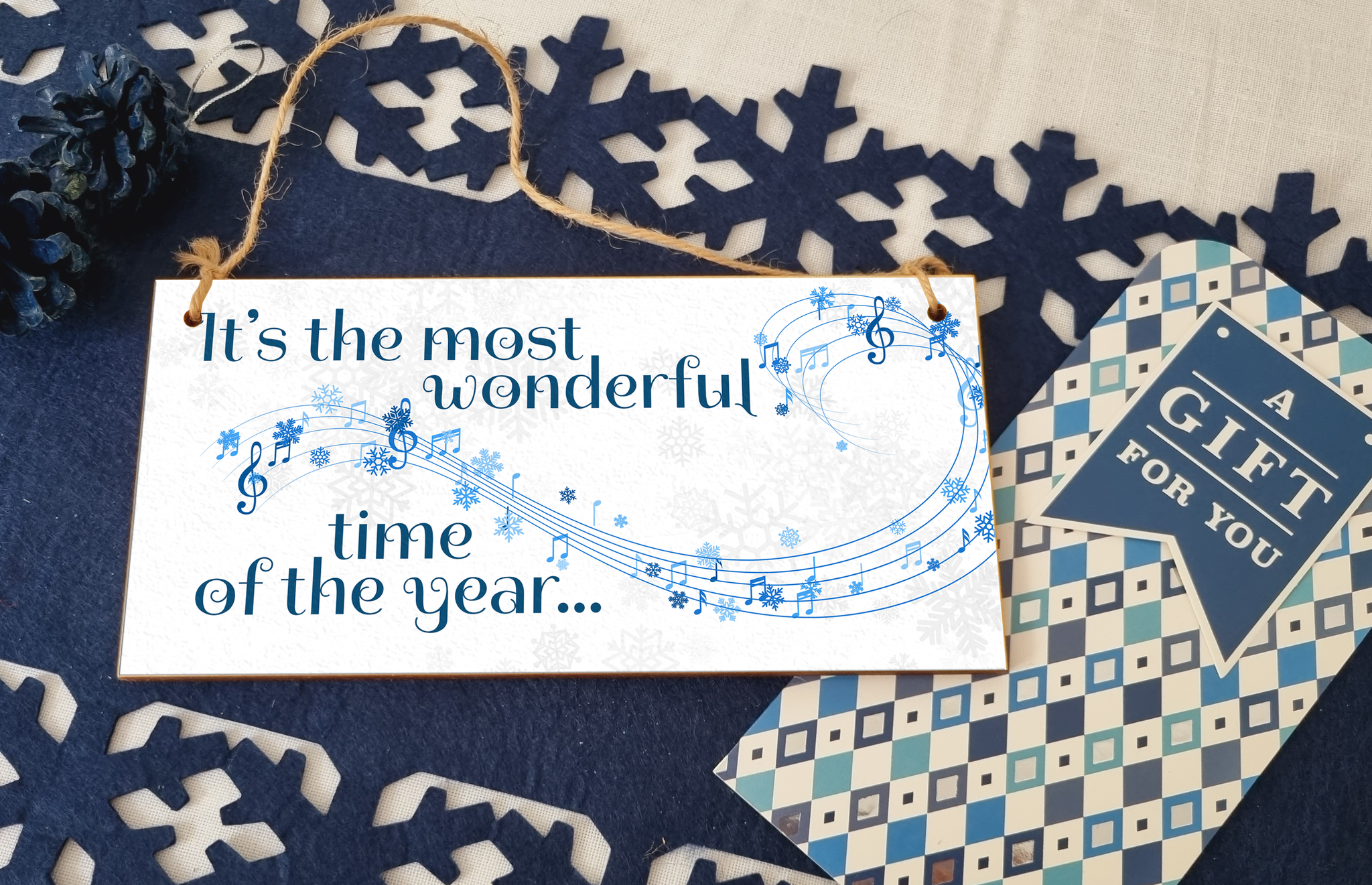 Most Wonderful Time of the Year Christmas Decorative Sign Carols Songs Musical Handmade Wooden Hanging Wall Plaque Gift