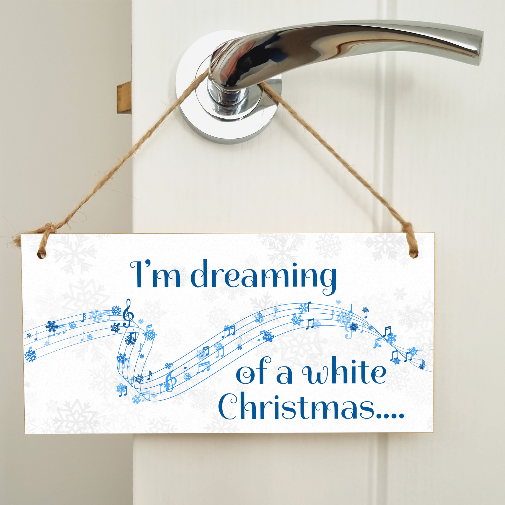 I'm Dreaming of a White Christmas Decorative Xmas Sign Carols Songs Musical Handmade Wooden Hanging Wall Plaque Gift