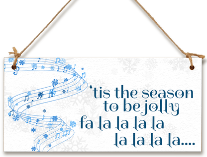 Tis the Season to be Jolly Christmas Decorative Sign Carols Songs Musical Handmade Wooden Hanging Wall Plaque Gift