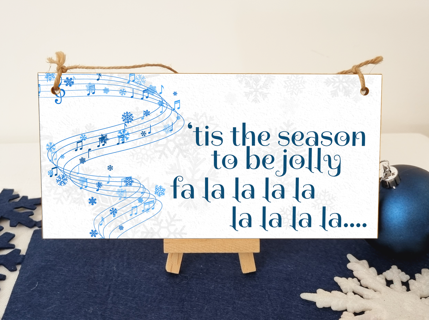 Tis the Season to be Jolly Christmas Decorative Sign Carols Songs Musical Handmade Wooden Hanging Wall Plaque Gift