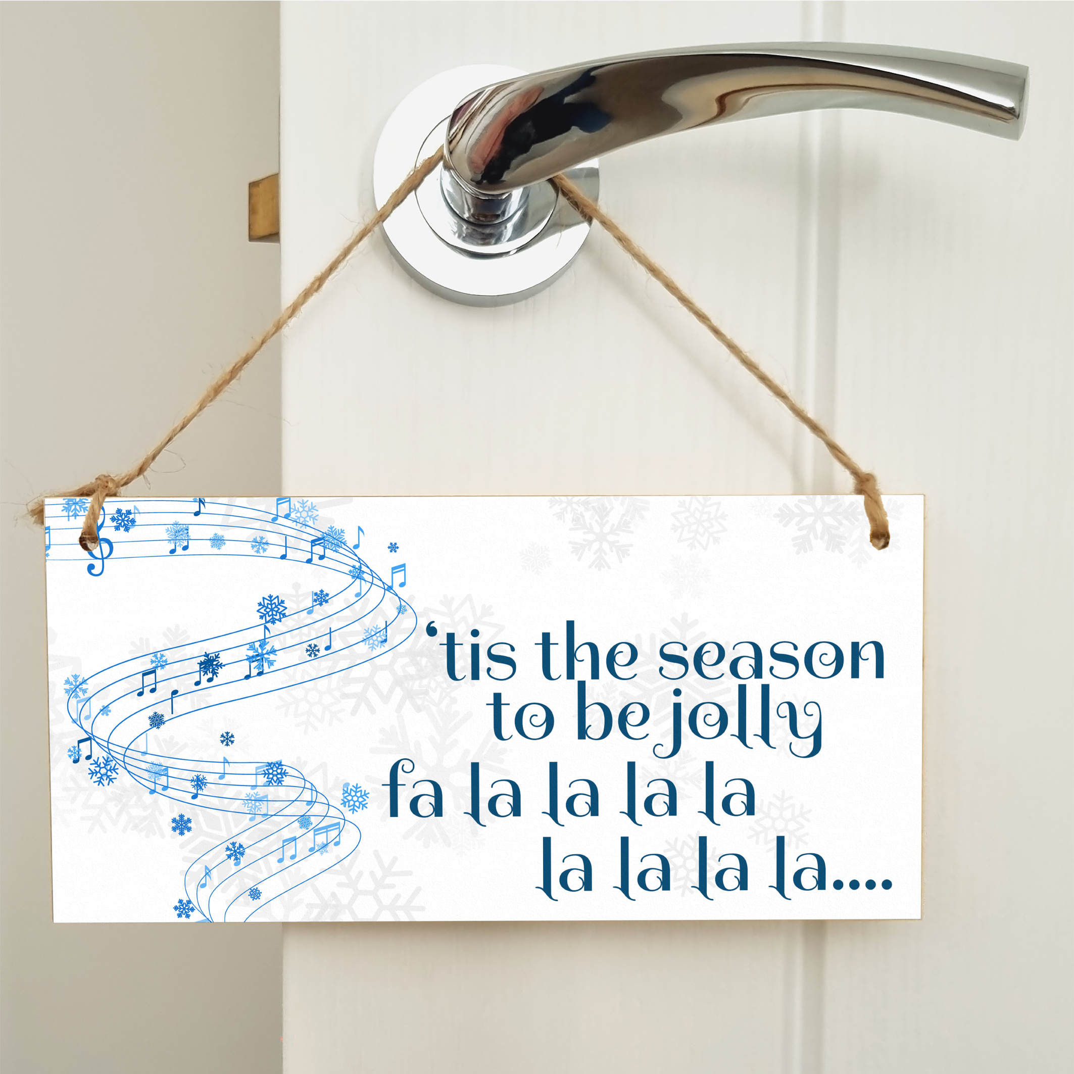 Tis the Season to be Jolly Christmas Decorative Sign Carols Songs Musical Handmade Wooden Hanging Wall Plaque Gift