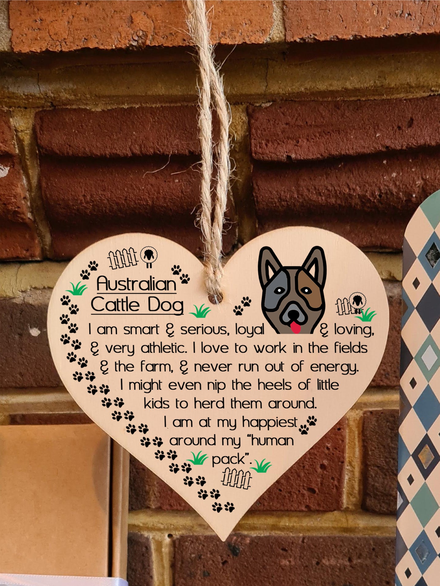 Handmade Wooden Hanging Heart Plaque Gift Perfect for Dog Lovers Pet Keepsake Novelty Decoration