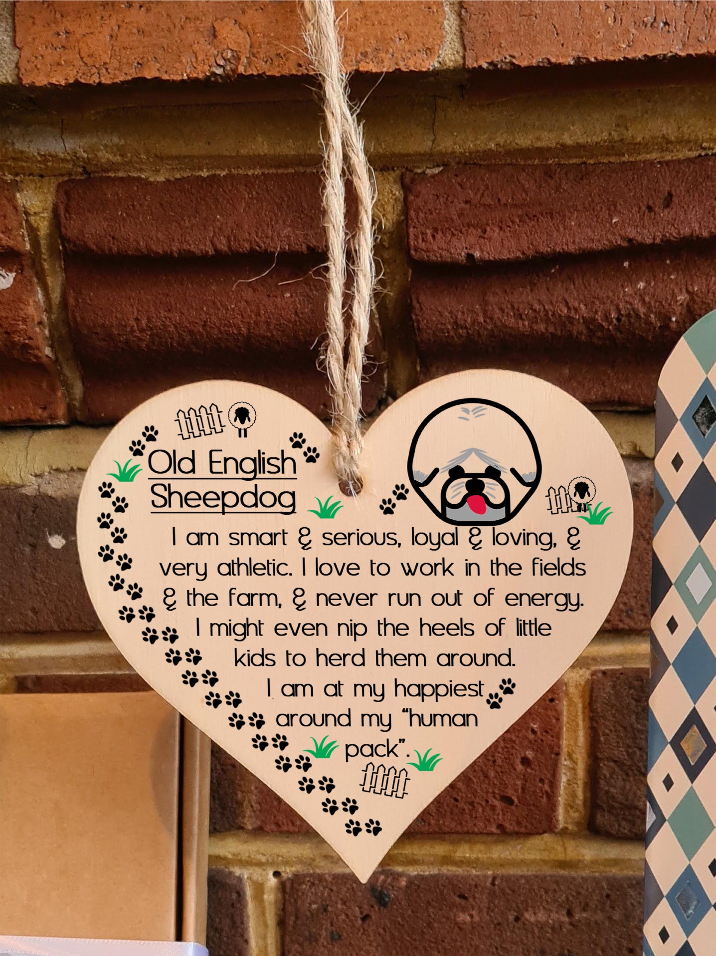 Handmade Wooden Hanging Heart Plaque Gift Perfect for Dog Lovers Pet Keepsake Novelty Decoration