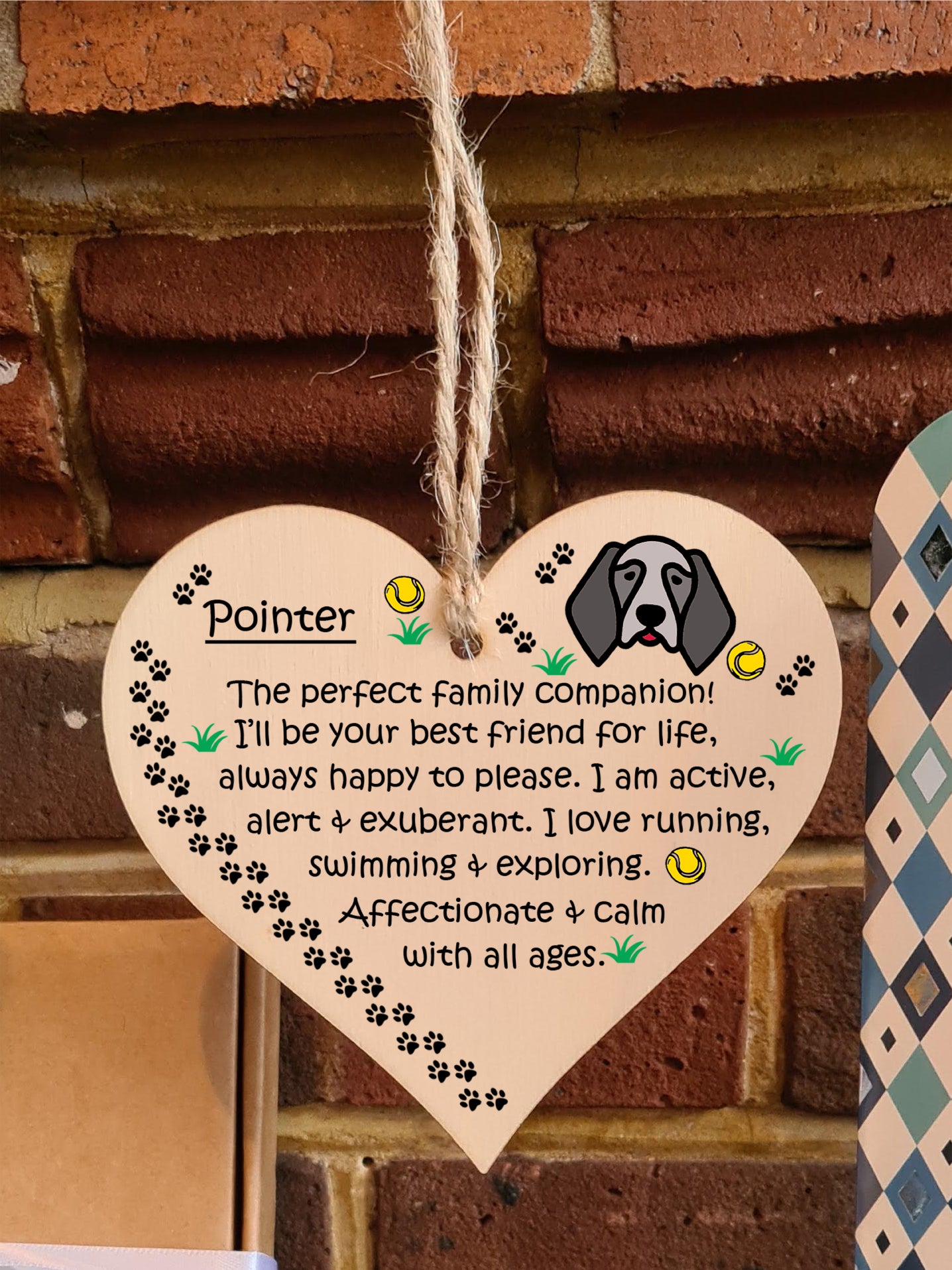 Handmade Wooden Hanging Heart Plaque Gift Perfect for Dog Lovers Pet Keepsake Novelty Decoration