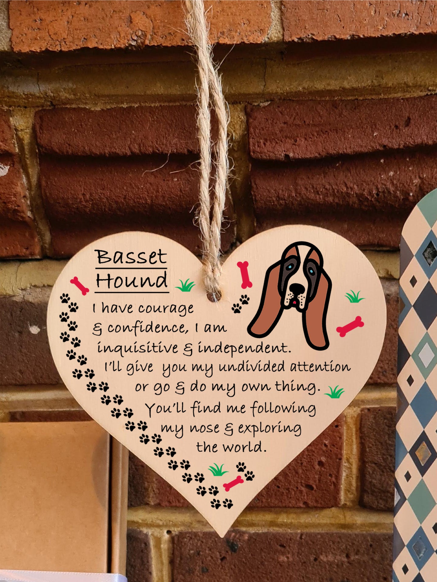 Handmade Wooden Hanging Heart Plaque Gift Perfect for Dog Lovers Pet Keepsake Novelty Decoration