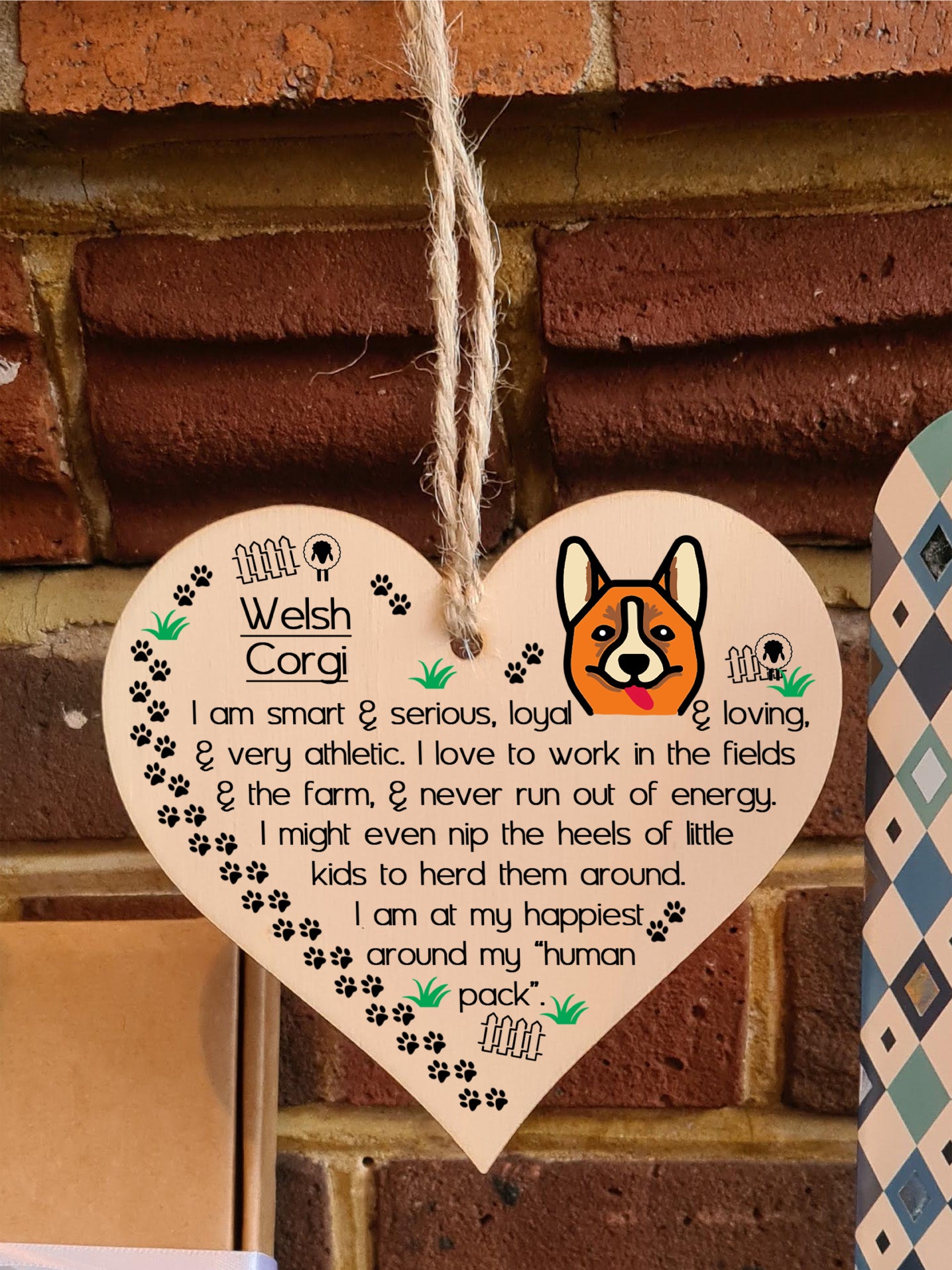 Handmade Wooden Hanging Heart Plaque Gift Perfect for Dog Lovers Pet Keepsake Novelty Decoration