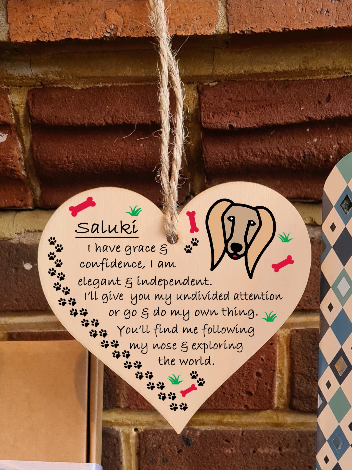 Handmade Wooden Hanging Heart Plaque Gift Perfect for Dog Lovers Pet Keepsake Novelty Decoration