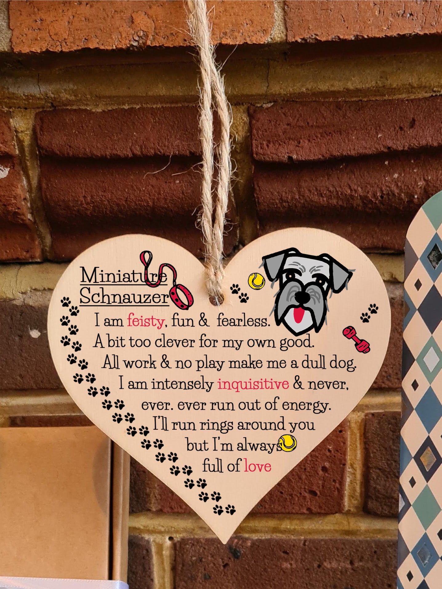 Handmade Wooden Hanging Heart Plaque Gift Perfect for Dog Lovers Pet Keepsake Novelty Decoration