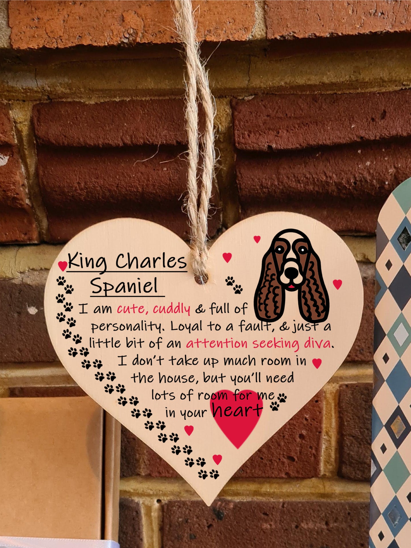 Handmade Wooden Hanging Heart Plaque Gift Perfect for Dog Lovers Pet Keepsake Novelty Decoration