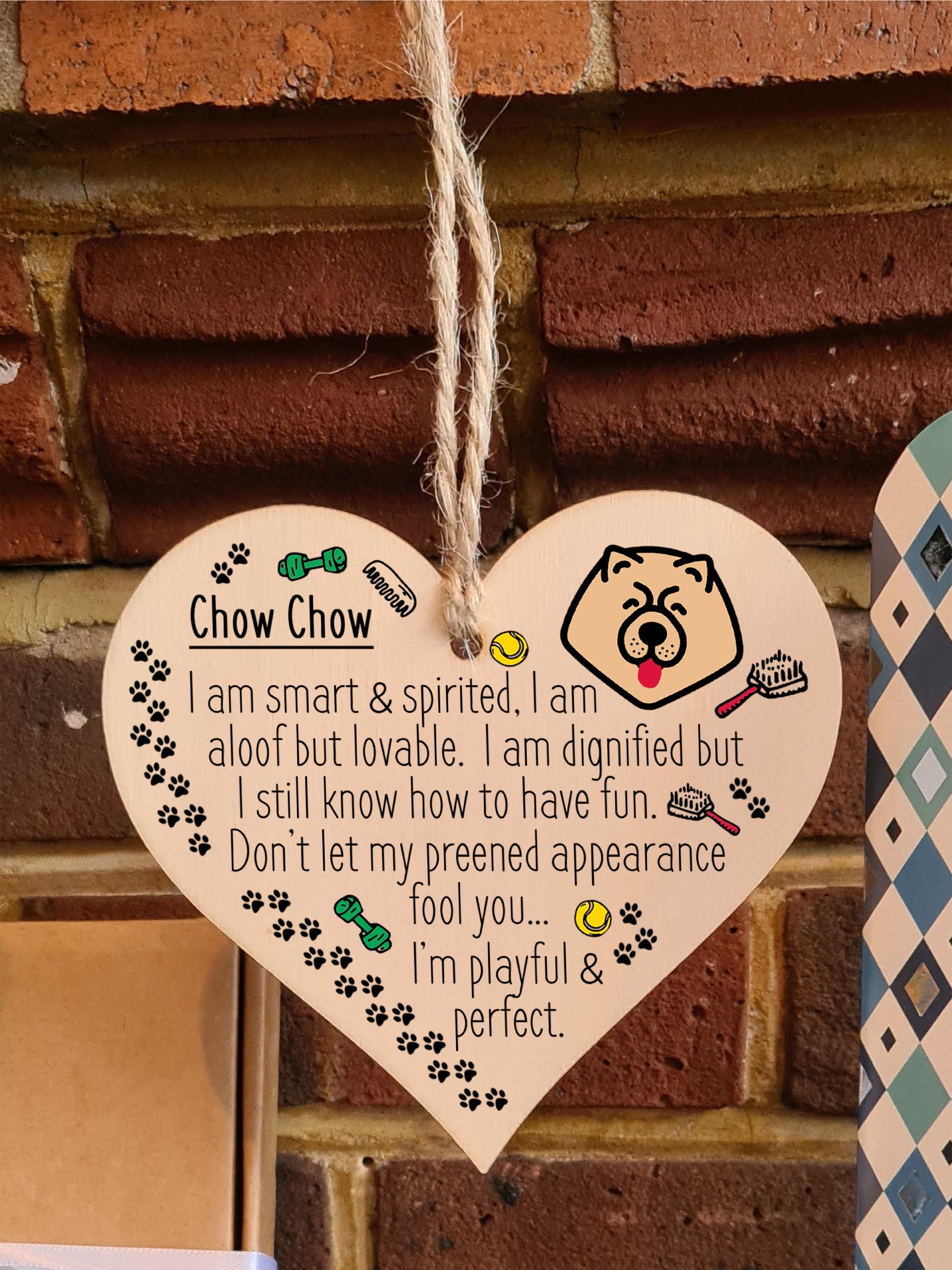 Handmade Wooden Hanging Heart Plaque Gift Perfect for Dog Lovers Pet Keepsake Novelty Decoration